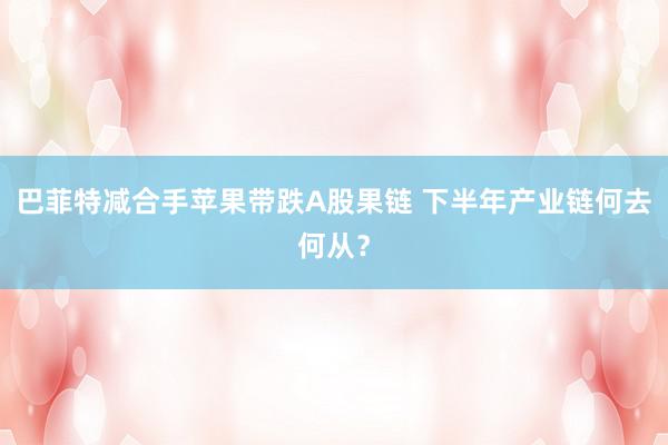 巴菲特减合手苹果带跌A股果链 下半年产业链何去何从？